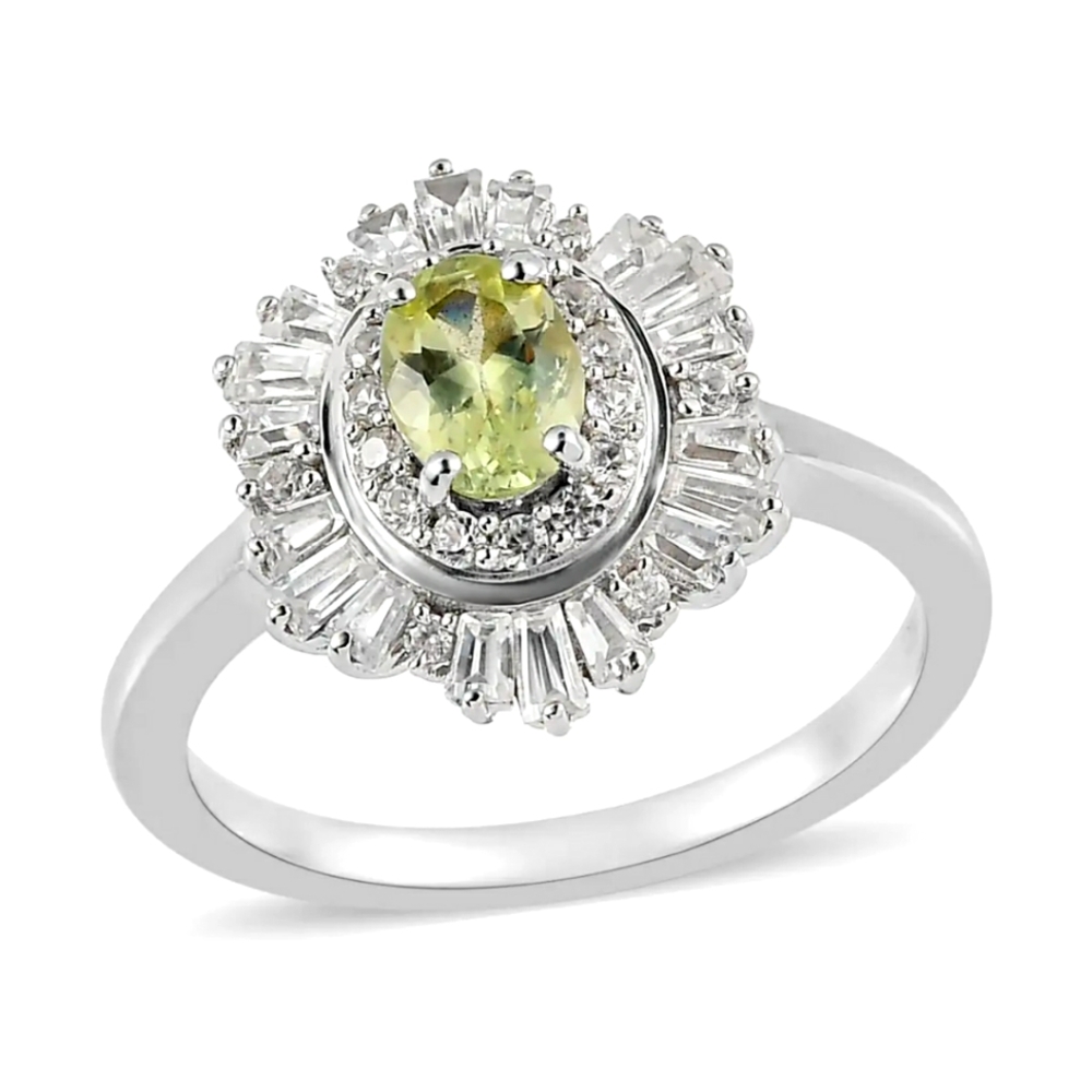 NWOT Rare Natural Genuine Chrysoberyl and White Zircon Ring Size 7